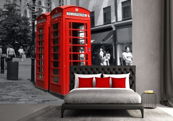 Fototapeta czerwona budka telefoniczna w Londynie - Decoart24.pl