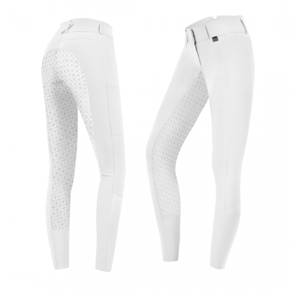 ELT MICRO SPORT HIGH WAIST Bryczesy jeździeckie z lejem silikonowym i wysokim stanem DZIECIĘCE BIAŁE