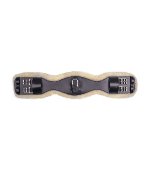 WALDHAUSEN ECO WOOL Popręg skórzany anatomiczny z futrem