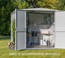 PROMOCJA dostępny od ręki: Domek ogrodowy z dachem dwuspadowym „Berry” model „Classic” typ 1 kolor RAL 6013 zielony trzcinowy 