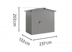 Metalowy domek narzędziowy EcoStar Euroline ESD 3 (214x118 cm) - dach dwuspadowy, drzwi 1-skrzydłowe, kolor antracyt RAL 7016