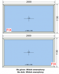 Okno stałe FIX PCV 2000 x 1130 mm, pakiet 2‑szybowy, białe, nowe