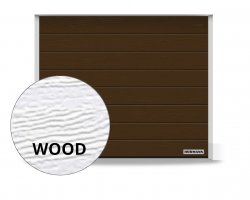 Brama RenoMatic 2500 x 2250 mm, Przetłoczenia M, Woodgrain, kolor RAL 8028 brązowy + prowadzenie Z