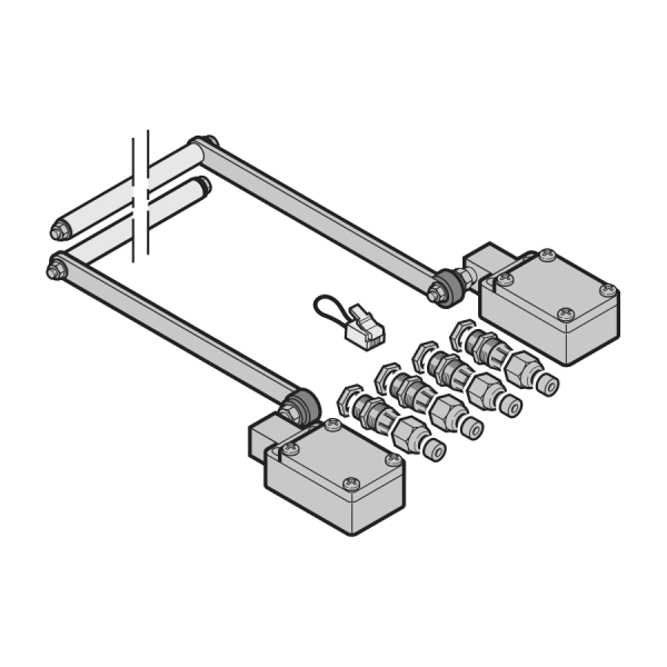 Mikrowyłącznik luźnej linki, zestaw 2 do bram innego producenta, długa rolka uruchamiająca (14 cm)