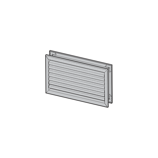 Kratka wentylacyjna 230 × 130 mm, szerokość zestawcza od 625 do 764 mm, aluminium