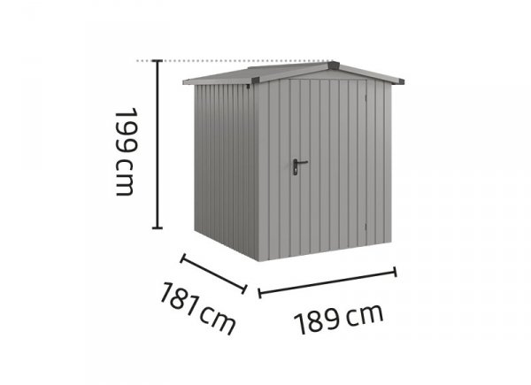 Metalowy domek narzędziowy EcoStar Euroline ESD 2 (166x166 cm) - dach dwuspadowy, kolor szary aluminium RAL 9007