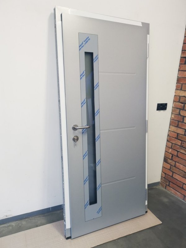 Drzwi zewnętrzne Hormann IsoPro wzór 780S, 950x2020 mm, białe aluminium RAL 9006