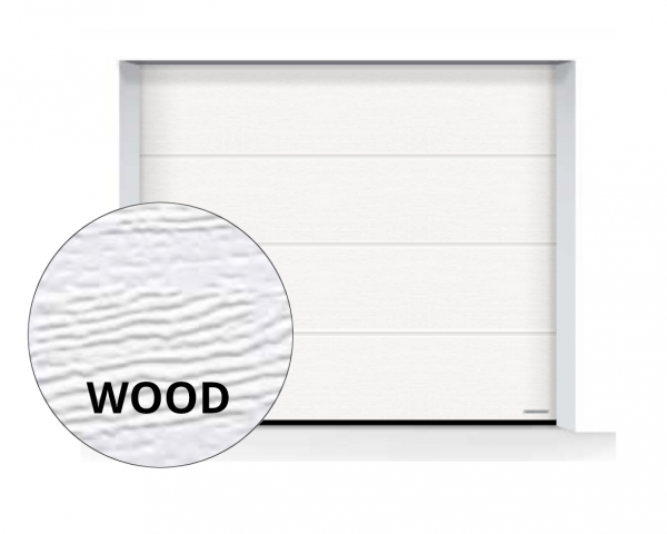 Brama LPU 42 3000 x 2000 mm, Przetłoczenia L, Woodgrain, kolor RAL 9016 biały + prowadzenie Z