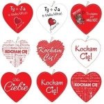 DREWNIANA TABLICZKA WALENTYNKA 4 CM, MIX WZORÓW