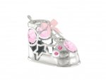 Srebrna figurka BUCIK z kryształkami STRASS . Różowy 7×4,6 cm