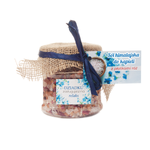 Himalajska sól do kąpieli z płatkami róż Dziadku zasługujesz na relaks
