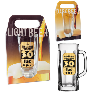 Kufel do piwa 30 lat w dwustronnym ozdobnym opakowaniu . 500 ml