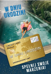 Karnet  W Dniu Urodzin ze złotą kartą kredytową