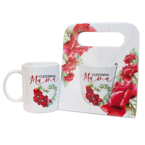Kubek ceramiczny z napisem Cudowna Mama w ozdobnym opakowaniu 