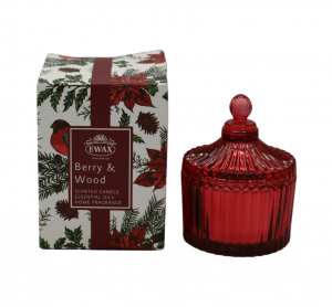 ŚWIECZKA W SZKLE BERRY & WOOD MAŁA 6,5x6,5x9 cm