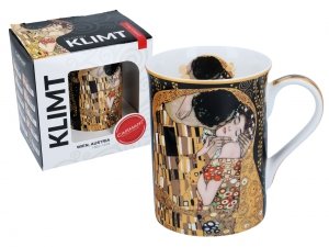 Kubek Classic New - G. Klimt, Pocałunek (tło czarne, CARMANI). 400 ml