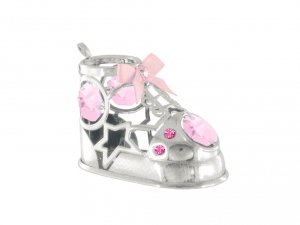 Srebrna figurka BUCIK z kryształkami STRASS . Różowy 7×4,6 cm