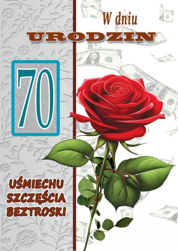 Karnet okolicznościowy z kopertką 'W Dniu 70 Urodzin&quot;'