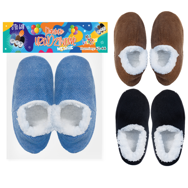 Kapcie urodzinowe męskie , rozmiar 42-44 , mix kolorów