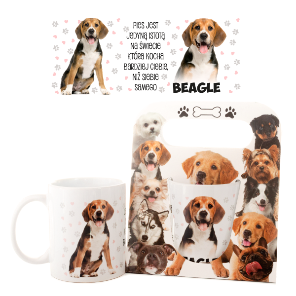 Kubek ceramiczny w ozdobnym opakowaniu - Beagle - &quot;Pies jest jedyną istotą...&quot;