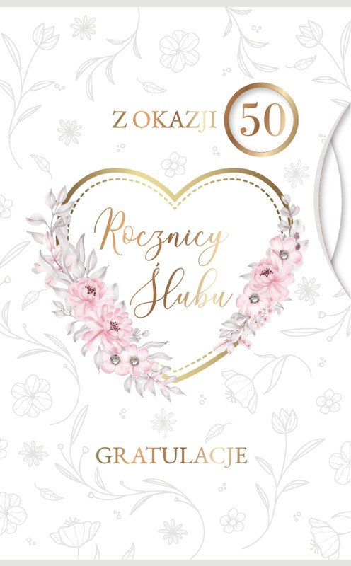Kartka PREMIUM  Rocznica Ślubu z wymiennymi cyframi  22.4x13.7 cm