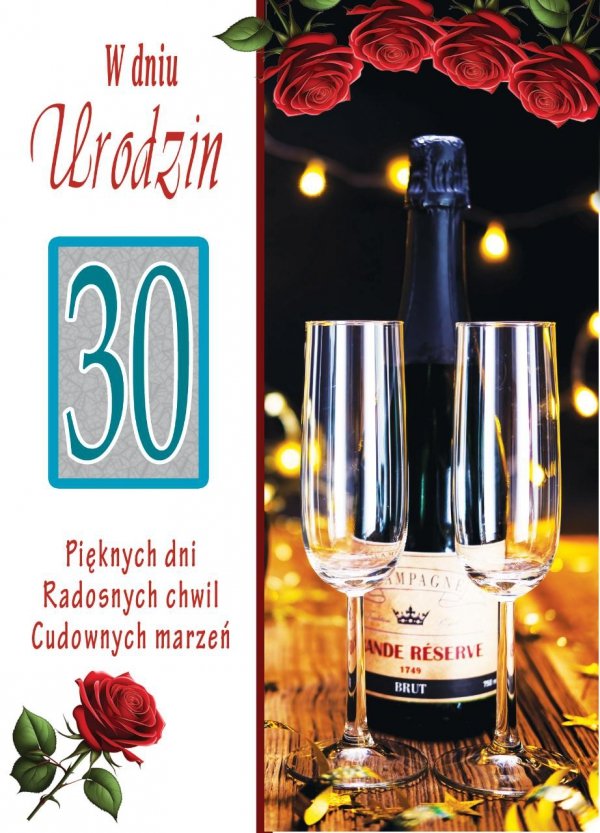 Karnet okolicznościowy z kopertką 'Z okazji 30 Urodzin&quot;'