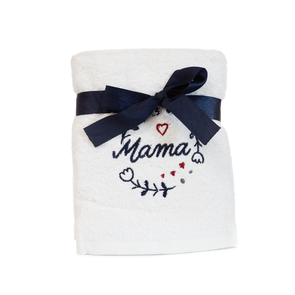 Ręcznik bawełniany &quot; MAMA&quot;. 50x90 cm. kolor biały