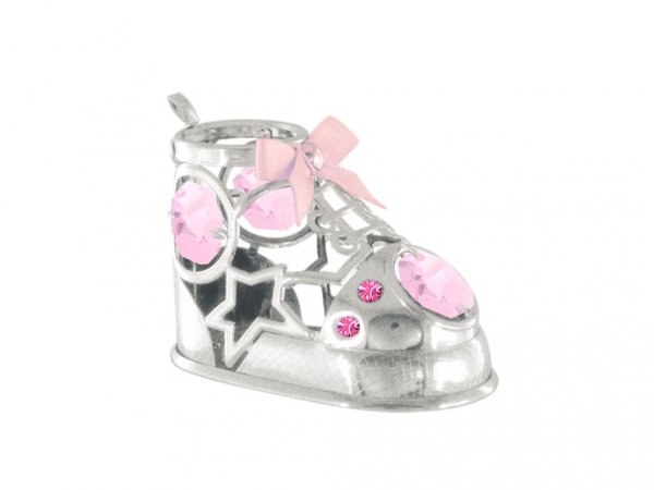 Srebrna figurka BUCIK z kryształkami STRASS . Różowy 7×4,6 cm